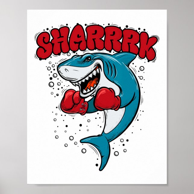 Rolig boxande valhajpappa med röda handskar  poster (Framsidan)