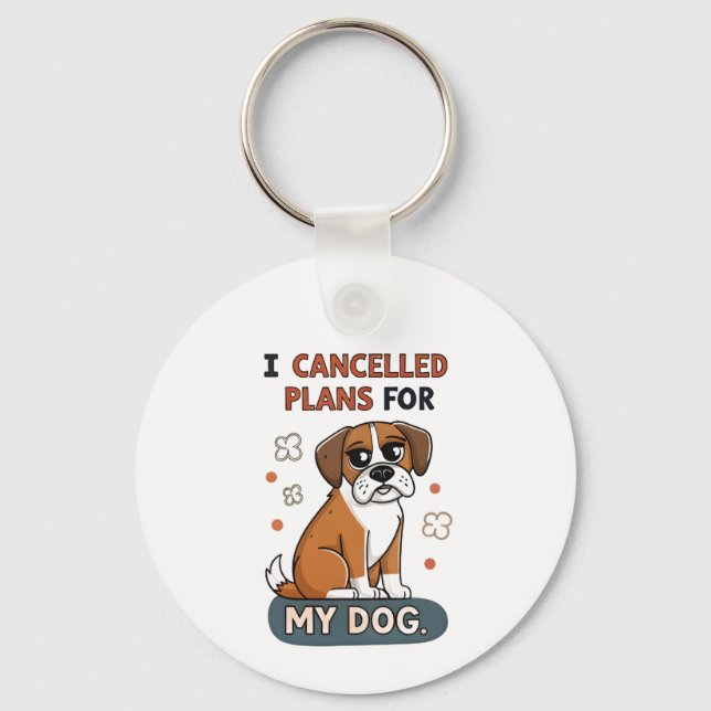 Rolig Boxer Hund Citat Tecknad Illustration Nyckelring (Framsida)