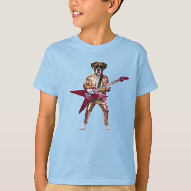 Rolig Boxer Rockstjärna Barn T-Shirt (Framsida)