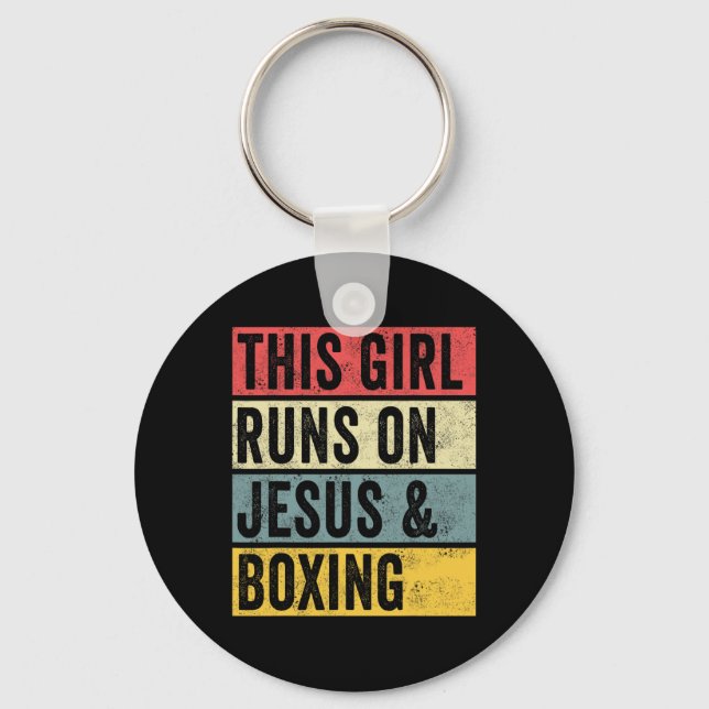 Rolig Boxning Jesus Hundar Och Boxning Kickboxning Nyckelring (Framsida)