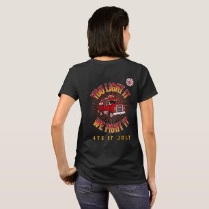Rolig brandman 4:e juli t shirt