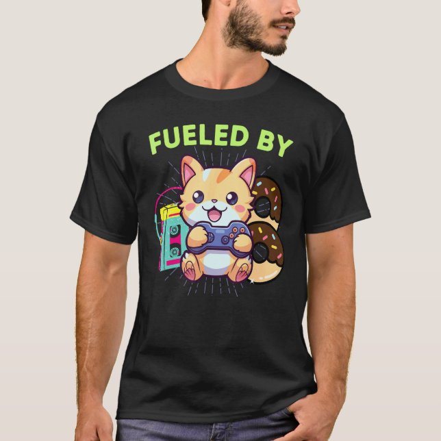 Rolig Bränsle Av Spelare Katt Spel Donuts & 80-tal T Shirt (Framsida)