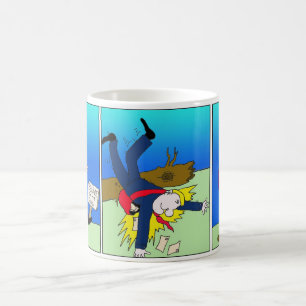 Rolig brevbäraretecknadmug. kaffemugg