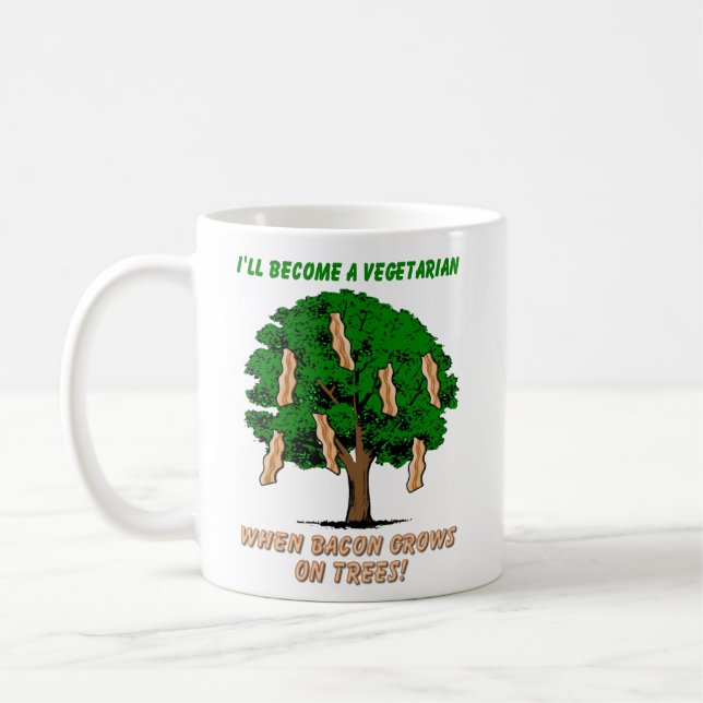 Rolig Bricka med Baconträd Humor Kaffemugg (Vänster)