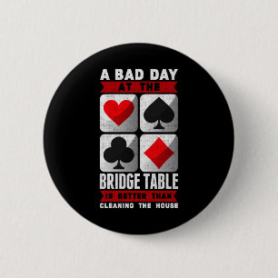Rolig Bridge Spelare En Dålig Dag Vid Bridgebordet Knapp