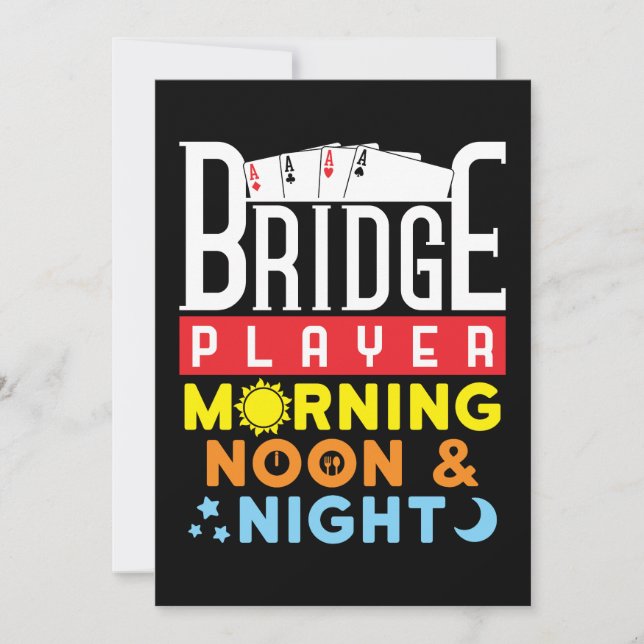 Rolig bridge-spelare morgon middag och natt julkort (Framsida)