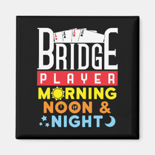 Rolig Bridge Spelare Morgon Middag och Natt Magnet