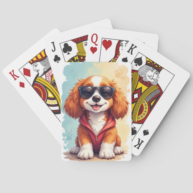 Rolig Brittany Spaniel Kawaii Hund Casinokort (Baksidan)