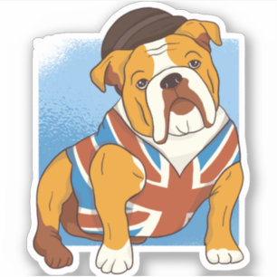 Rolig brittisk Bulldog engelsk flagga patriotisk Klistermärken