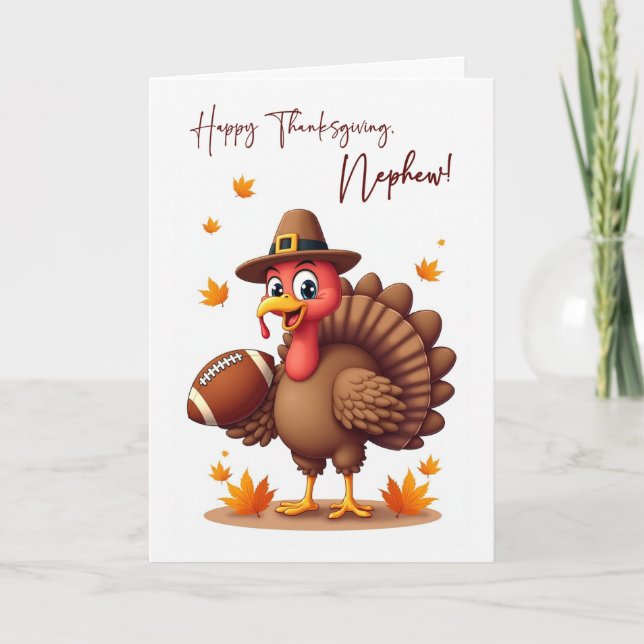 Rolig Brödernson Thanksgiving Turk Fotboll Löv Kort (Framsida)