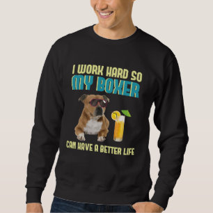 Rolig Brödwinner Jobbar Hårt För Boxer Hund M Lång Ärmad Tröja