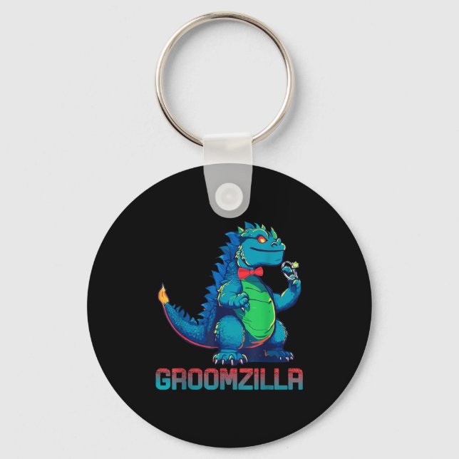 Rolig bröllop Groomzilla-design för fest  Nyckelring (Framsida)