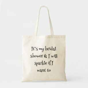 Rolig bröllopsdusch Glänsande slogan på en shoppin Tygkasse