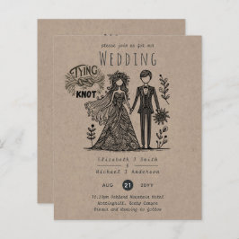 Rolig bröllopskartong Brud Groom Handritad