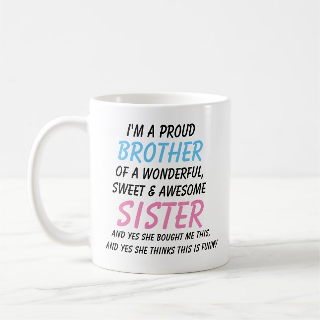 Rolig bror-mugg, brorpresent från syster kaffemugg (Vänster)