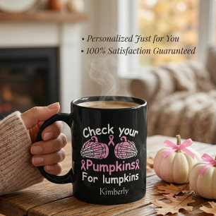 Rolig Bröstcancer Medvetenhet Halloween Kaffemugg