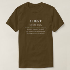 Rolig bröstskattdefinition med vit text t shirt
