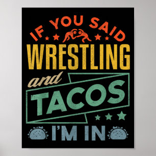 Rolig brottning och tacos skjorta brottning retro poster