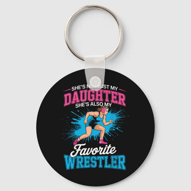 Rolig brottningsmamma pappa dotter flicka brottare nyckelring (Framsida)