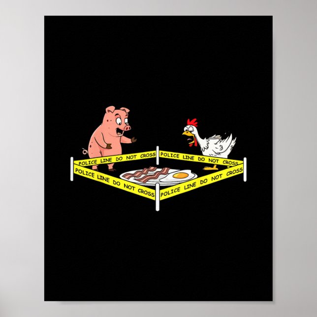Rolig Brottsplats Con Ägg Gris Kyckling Mat Tack Poster (Framsidan)