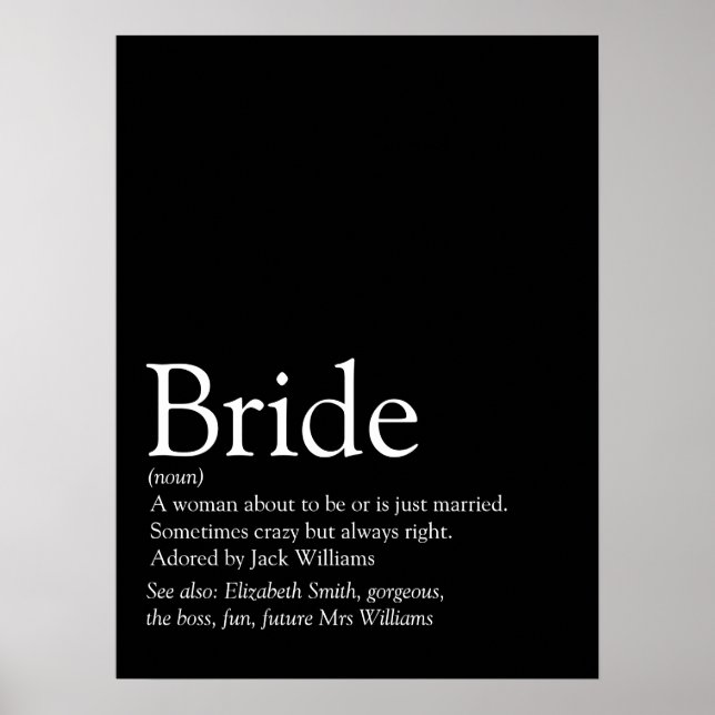 Rolig bruddefinition Bröllopsfestskylt Poster (Framsidan)