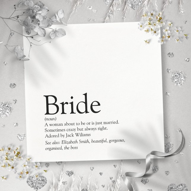 Rolig bruddefinition, modern bröllopsfest pappersservett (Fun Bride Definition, Bridal Shower Modern Napkins)