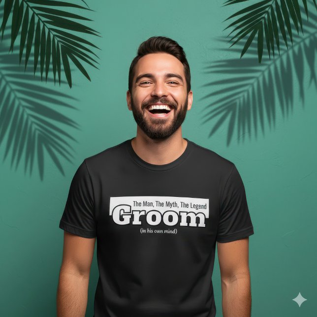Rolig Brudgum Legend Svart och Vit Ungkarl T Shirt (Humorous Groom Legend Black and White Bachelor T-Shirt)