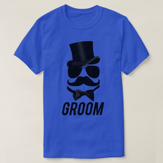 Rolig brudgum Mustasch topp hatt fluga Aviatorglas T Shirt (Design framsida)