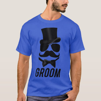 Rolig brudgum Mustasch topp hatt fluga Aviatorglas T Shirt