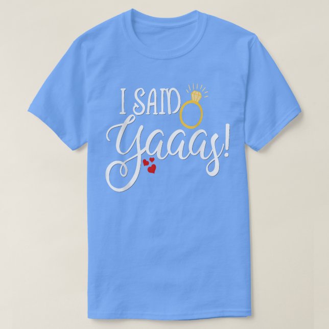 Rolig brudskjorta bröllop möhippa jag sa jaaa t shirt (Design framsida)