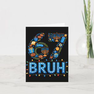 Rolig Bruh 67 Sex Sju Meme Hanukkah Ljus Judisk Kort