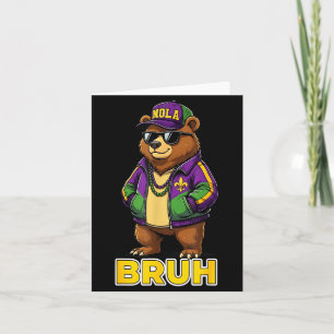 Rolig Bruh Mardi Gras Karneval Björn Meme Kort
