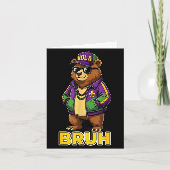 Rolig Bruh Mardi Gras Karneval Björn Meme  Kort (Framsida)