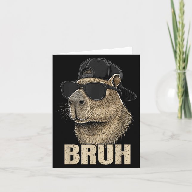 Rolig Bruh Meme Capybara Älskare Cool Singlar För  Kort (Framsida)