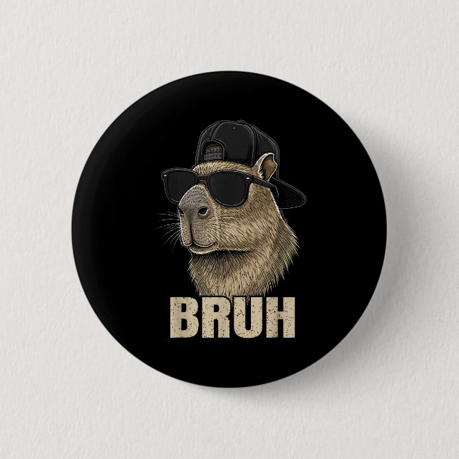 Rolig Bruh Meme Capybara Älskare Cool Solglasögon  Knapp (Framsida)
