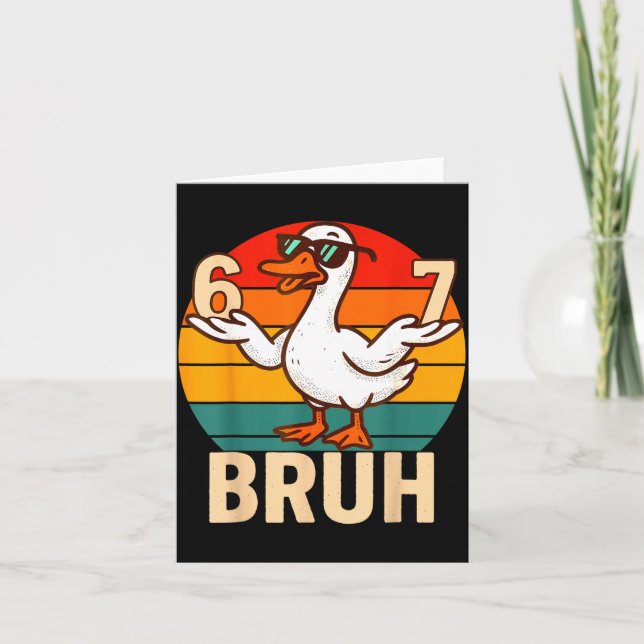 Rolig Bruh Retro Anka 6 7 Meme Barn Tonårspojkar  Kort (Framsida)