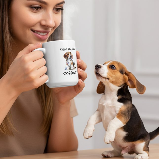 Rolig BRUN 'Kaffe' Beagle Personalisera Jumbo Mugg (Skapare uppladdad)