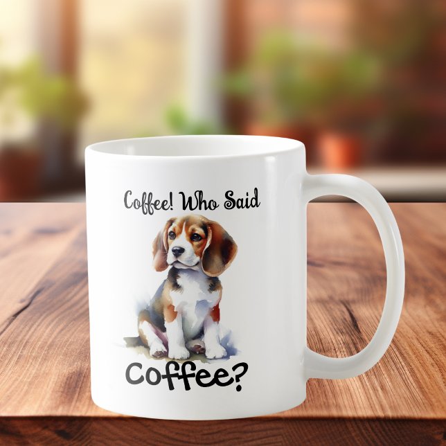 Rolig BRUN 'Kaffe' Beagle Personalisera Kaffemugg (Skapare uppladdad)