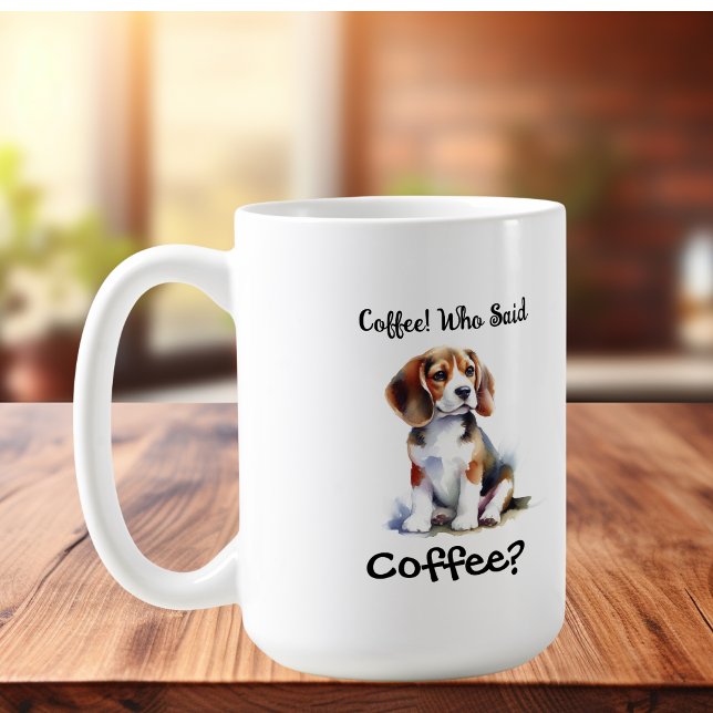 Rolig BRUN 'Kaffe' Beagle Personalisera Kaffemugg (Skapare uppladdad)