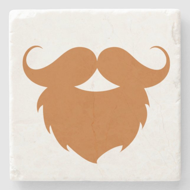 Rolig Brun Moustache Underlägg Sten (Framsidan)
