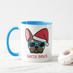Rolig Brun Tan Frenchie Tomte Paws Jul Mugg