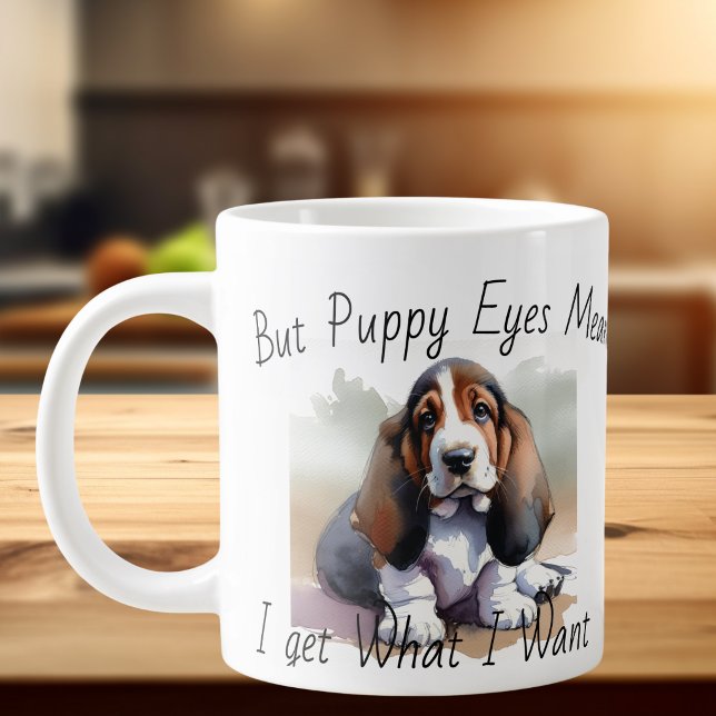 Rolig Brun Vit VALP Vattenfärg Specialmugg Jumbo Mugg (personalize upload your pets photo, change the wording)