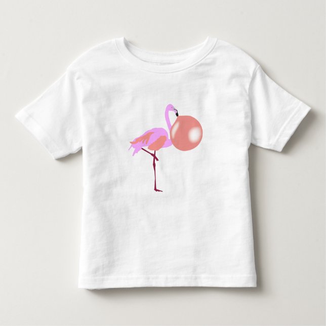 Rolig Bubbelgummi Flamingo Blåser Bubbla T Shirt (Framsida)