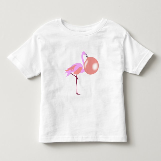 Rolig Bubblegumflamingo som blåser bubbla T Shirt (Framsida)
