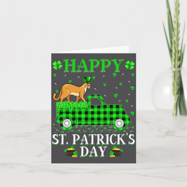 Rolig Buffalo-rutig grön lastbil Puma St Patrick  Kort (Framsida)