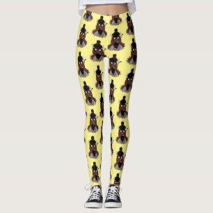 Rolig buffel bison tecknad illustration leggings