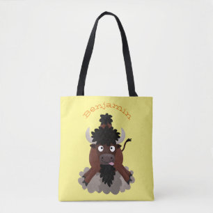Rolig buffel bison tecknad illustration tygkasse