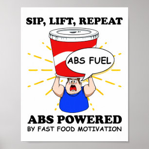 Rolig bukövning snabbmat gym träning kroppsbyggand poster