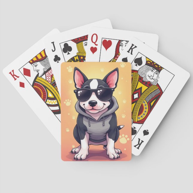 Rolig Bull Terrier Kawaii Hund Casinokort (Baksidan)