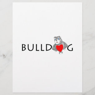 Rolig Bulldog Cartoon Kärlek Rött Hjärta